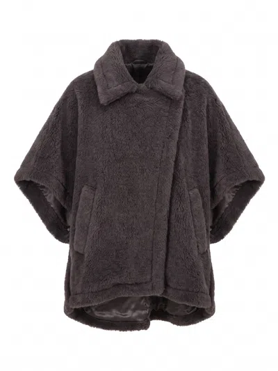 Max Mara Tebe Teddy Cape In Brown