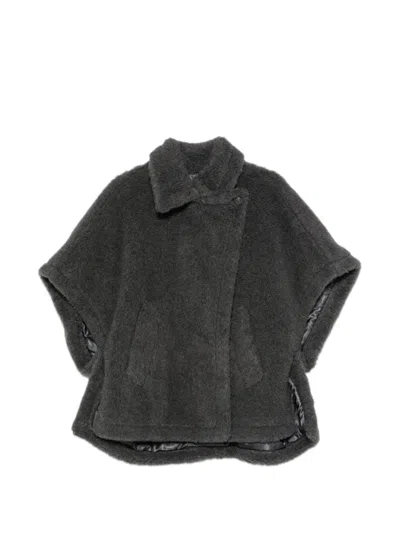 Max Mara Tebe Teddy Cape In Gray