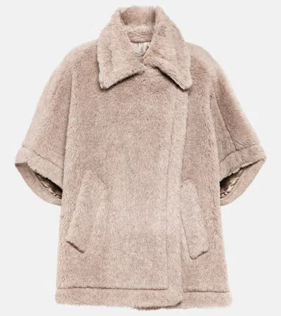 Max Mara Tebe Teddy Cape In Gray