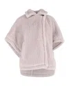 Max Mara Tebe Teddy Cape In Light Grey Wool In Grey