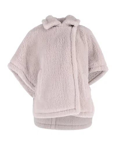 Pre-owned Max Mara Tebe Teddy Cape In Light Grey Wool