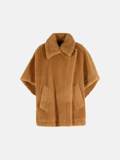 Max Mara 'tebe' Teddy Cape Of Brown Camel Blend In Sand