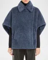 Max Mara Tebe Teddy Bear Cape In Blue Jeans