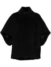 Max Mara Cape In Alpaca And Wool Teddy Fabric In Black