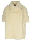 Max Mara Cape In Alpaca And Wool Teddy Fabric In White