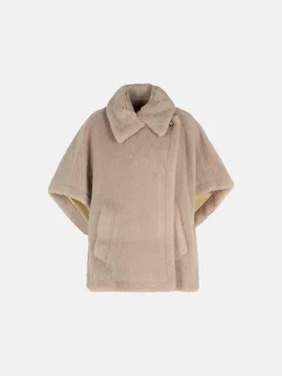 Max Mara 'tebe1' Teddy Cape Of Beige Alpaca Blend In Sand