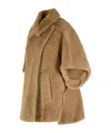 Max Mara Alpaca Blend Teddy Cape With Faux Fur Texture In Brown