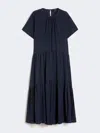 Max Mara Technical Cotton Canvas Dress In Blue