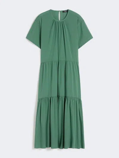 Max Mara Technical Cotton Canvas Dress In Green
