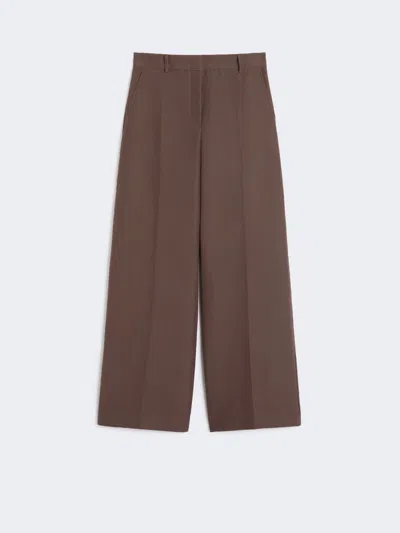 Max Mara Technical Cotton Palazzo Trousers In Brown
