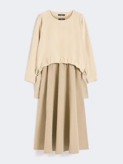 Max Mara Technical Fabric And Cotton Dress In Neutral