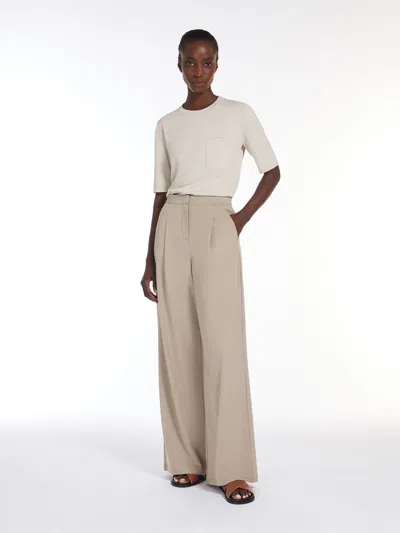 Max Mara Technical Jersey Fluid Trousers In Neutral