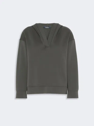 Max Mara Technical Jersey Hooded Sweatshirt In Gray