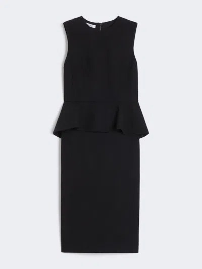 Max Mara Fitted Knee-length Dress Featuring Peplum Detail In Black