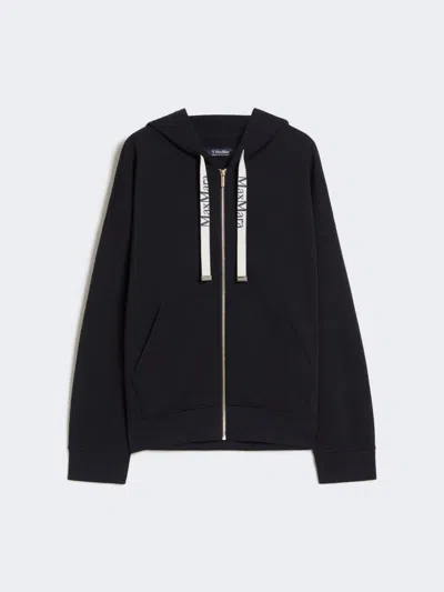 Max Mara Technical Jersey Zip-up Sweatshirt In Black