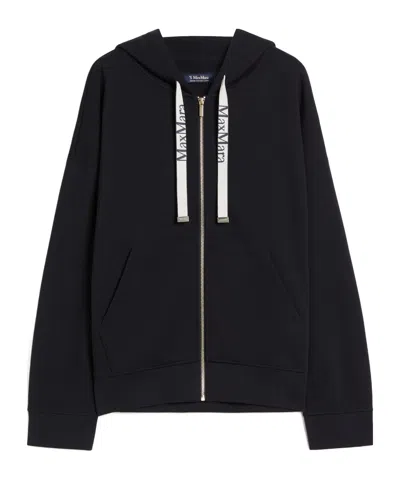 Max Mara Technical Jersey Zip-up Sweatshirt - Ultramarine In Black