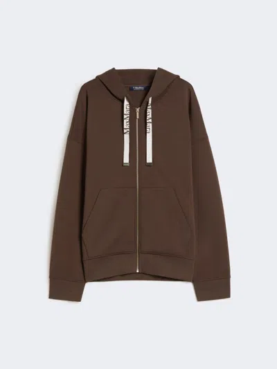 Max Mara Technical Jersey Zip-up Sweatshirt In Brown