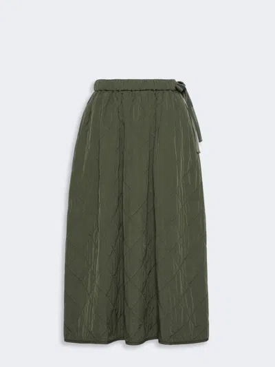 Max Mara Technical Plain-weave Fabric Flared Skirt In Kaki