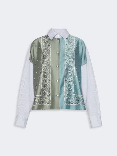 Max Mara Technical Twill And Cotton Poplin Shirt In Multi