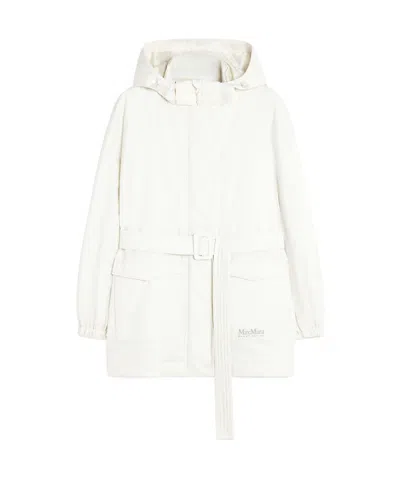 Max Mara Technology Twill Parka Coat In White