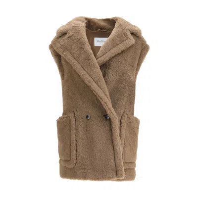 Max Mara Teddy Alpaca And Wool Vest In Brown