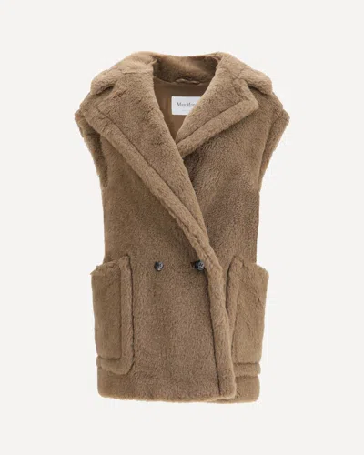 Max Mara Teddy Alpaca And Wool Vest In Brown
