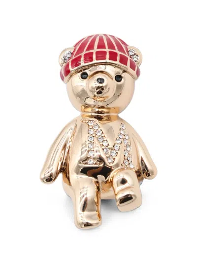 Max Mara Teddy Bear Brooch In Gold