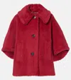 Max Mara Wool-silk Poncho Coat In Burgundy