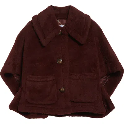 Max Mara Teddy Bear Cape In Burgundy