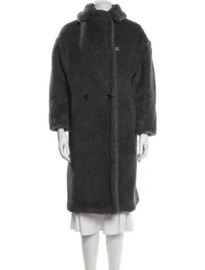 Pre-owned Max Mara Teddy Bear Icon Alpaca Fur Coat In Gray