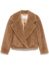 Max Mara Collared Long-sleeved Teddy Coat In Neutrals