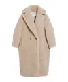 Max Mara Textured Double-breasted Coat Notched Lapels In Neutral