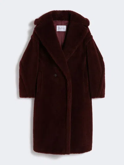Max Mara Bordeaux Teddy Bear Icon Coat In Alpaca And Wool In Burgundy