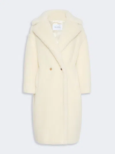 Max Mara Teddy Bear Icon Coat In Alpaca And Wool In White