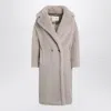 Max Mara Teddy Bear Icon Coat In Sand-coloured Alpaca And Wool In Gray