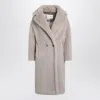 Max Mara Teddy Bear Icon Coat In Sand-coloured Alpaca And Wool In Gray