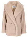 Max Mara Double-breasted Wool Jacket Notched Lapels In Neutral