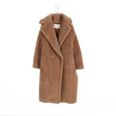 Max Mara Teddy Bear Long Coat Boa Fabric Light Brown