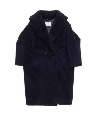 Max Mara Teddy Bear Long-sleeved Wool Coat In Black