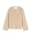 Max Mara Alpaca And Virgin Wool Fur Jacket In Nude