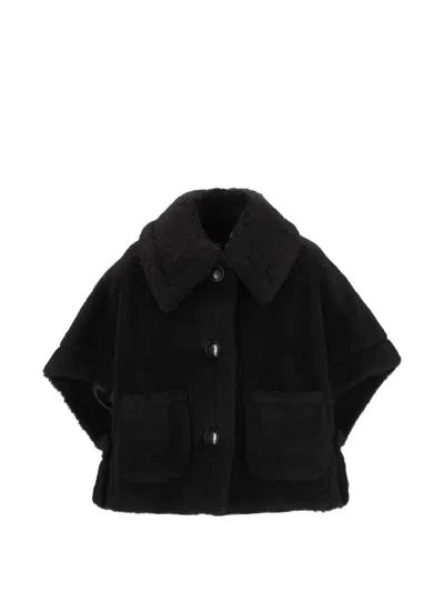 Max Mara Teddy Button-down Cape In Black