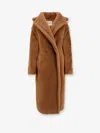 Max Mara Camel Hair And Silk Long Teddy Coat In Brown