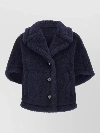 Max Mara Teddy Cape Alpaca Cashmere Silk Blend In Blue