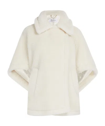 Max Mara Teddy Cape Coat In White