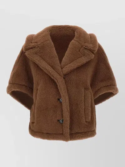 Max Mara Teddy Cape Faux Fur Texture In Brown