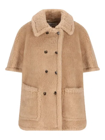 Max Mara Teddy Cape In Alpaca And Cashmere Mxcavallo4 In White