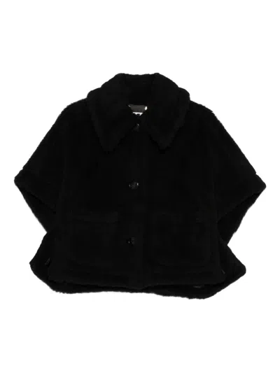 Max Mara Teddy Cape In Alpaca And Wool Newera1 In Black