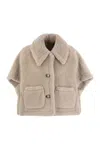 Max Mara Teddy Cape In Alpaca And Wool Newera1 In Neutral
