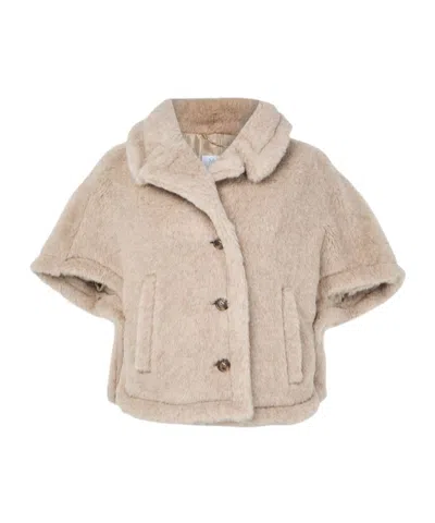 Max Mara Teddy Cape In Neutral
