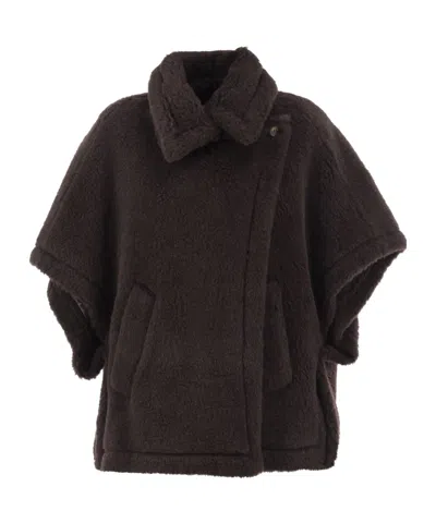 Max Mara Teddy Cape In Purple